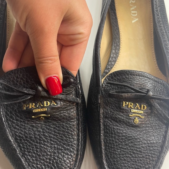 Prada pebbled leather bow driving loafers - Picture 4 of 7